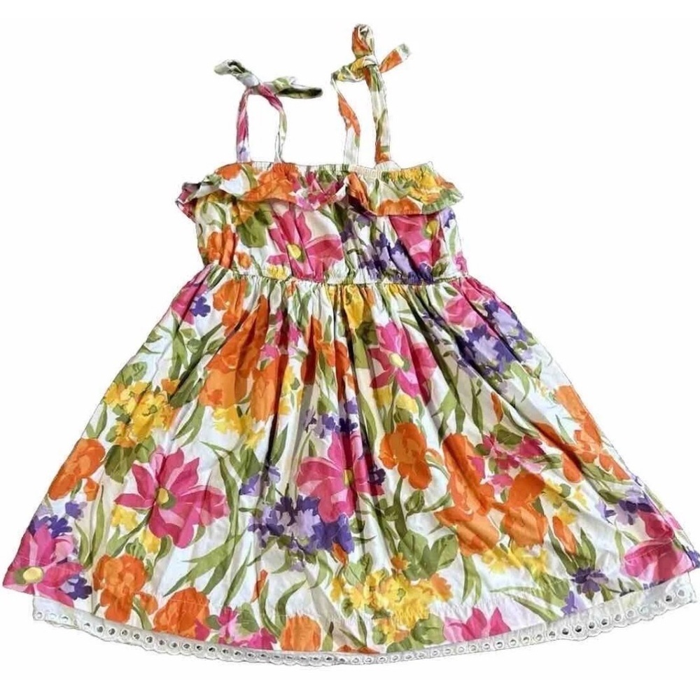 Janie and Jack Sleeveless White Spring Easter Floral Dress 4T 4 Y/O Sleeveless